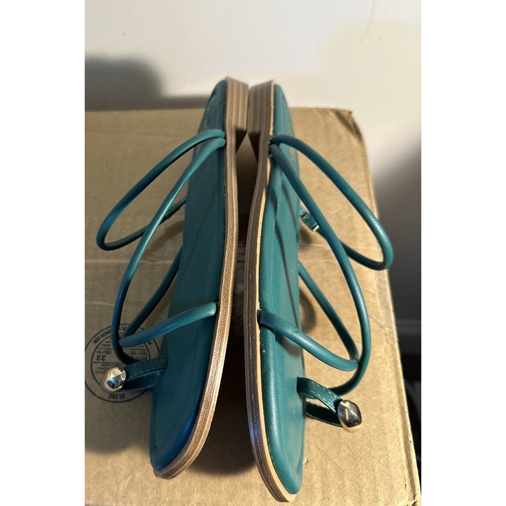 Camila Coelho Women Size 9.5 Venue Strappy Toe Ring Flat Sandals Green - Picture 7 of 14
